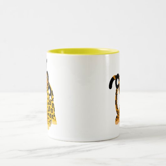 Niedlicher Cartoon Jaguars in Liebe Tasse (Mittel)