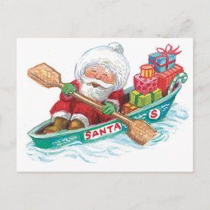 Niedlicher Cartoon Jolly Santa Claus in einem Rude Feiertagspostkarte