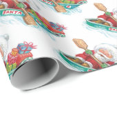 Niedlicher Cartoon Jolly Santa Claus in einem Rude Geschenkpapier (Rolleneckpunkt)