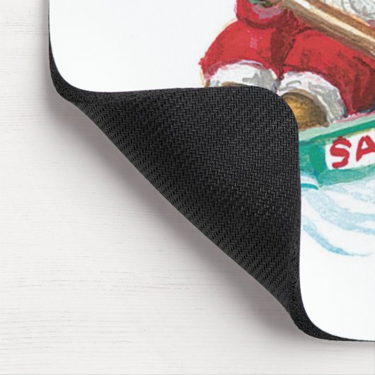 Niedlicher Cartoon Jolly Santa Claus in einem Rude Mousepad (Ecke)