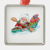 Niedlicher Cartoon Jolly Santa Claus in einem Rude Ornament Aus Metall (Vorne)