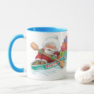 Niedlicher Cartoon Jolly Santa Claus in einem Rude Tasse