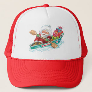 Niedlicher Cartoon Jolly Santa Claus in einem Rude Truckerkappe