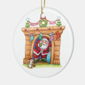 Niedlicher Cartoon Jolly Santa Claus kommt den Sch Keramikornament (Links)