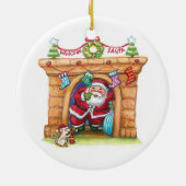 Niedlicher Cartoon Jolly Santa Claus kommt den Sch Keramikornament (Hinten)