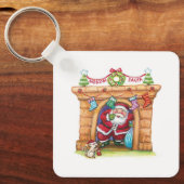 Niedlicher Cartoon Jolly Santa Claus kommt den Sch Schlüsselanhänger (Vorderseite)