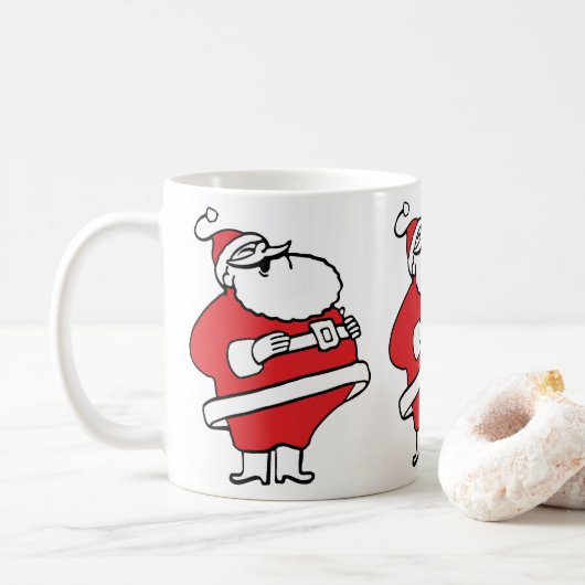 Niedlicher Cartoon Jolly Santa Claus Laughing Ho H Kaffeetasse (Mit Donut)