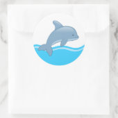 Niedlicher Cartoon Jumping Dolphin Runder Aufkleber (Tasche)