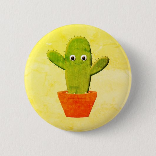 Niedlicher Cartoon Kaktus Malerei Button (Vorderseite)
