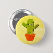 Niedlicher Cartoon Kaktus Malerei Button (Vorne & Hinten)