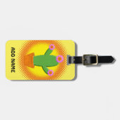 Niedlicher Cartoon Kaktus mit rosa Blume Gepäckanhänger (Vorderseite horizontal)