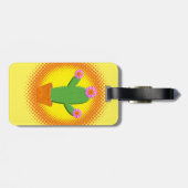 Niedlicher Cartoon Kaktus mit rosa Blume Gepäckanhänger (Rückseite horizontal)