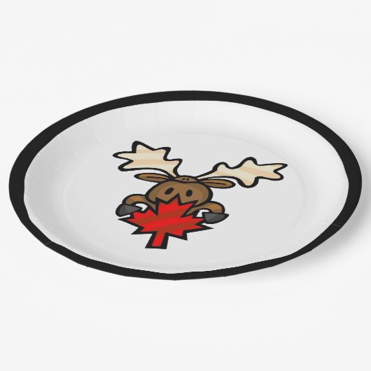 Niedlicher Cartoon Kanadischer Elch Pappteller (Schrägansicht)