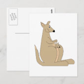 Niedlicher Cartoon Kangaroo mit Babygeschenken und Postkarte (Vorne/Hinten)