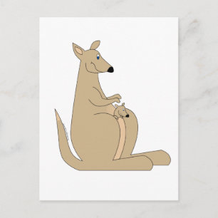 Niedlicher Cartoon Kangaroo mit Babygeschenken und Postkarte