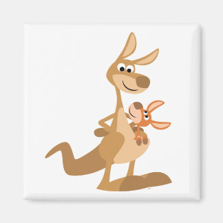 Niedlicher Cartoon Kangaroo Mum und Joey Magnet