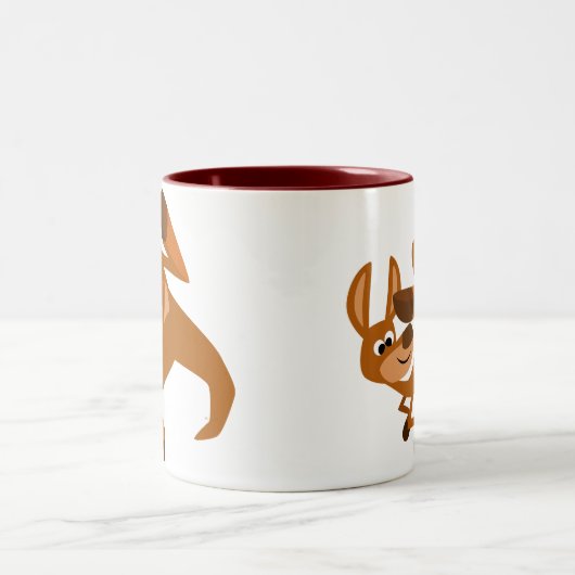 Niedlicher Cartoon Kangaroo-Tasse Somersault Zweifarbige Tasse (Mittel)