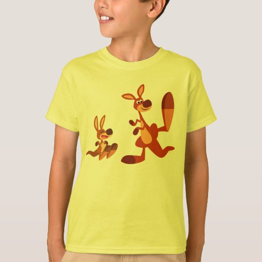 Niedlicher Cartoon Kangaroo Vater and Son Children T-Shirt (Vorderseite)