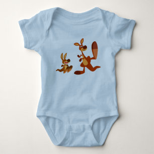Niedlicher Cartoon Kangaroo Vater und Son Baby Bek Strampler