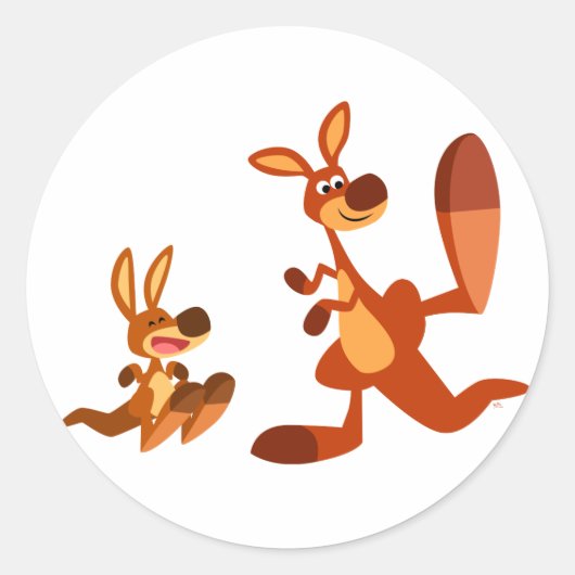 Niedlicher Cartoon Kangaroo Vater und Son Sticker (Vorderseite)
