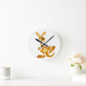 Niedlicher Cartoon Kangaroo Wall Clock Runde Wanduhr (Zuhause)