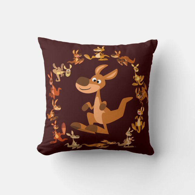 Niedlicher Cartoon Kangaroos Mandala Pillow Kissen (Vorderseite)