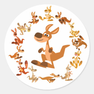 Niedlicher Cartoon Kangaroos Mandala Sticker