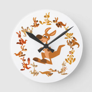 Niedlicher Cartoon Kangaroos Mandala Wall Clock Runde Wanduhr