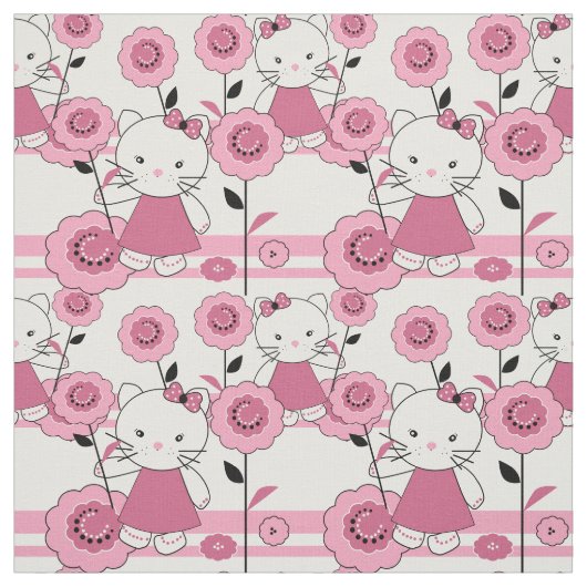 Niedlicher Cartoon Kätzchen Stoff (Muster)