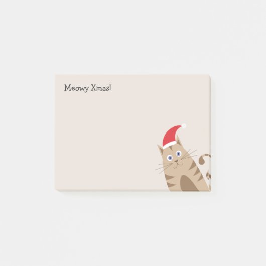 Niedlicher Cartoon Kätzchen Weihnachtsferien Santa Post-it Klebezettel (Vorderseite)