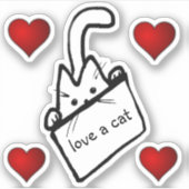 Niedlicher Cartoon Katze in einer Beutel-Liebe Ein Aufkleber (Vorderseite)