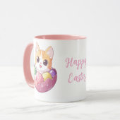 Niedlicher Cartoon Katze in Ostereier Tasse Adorab (Vorderseite Links)