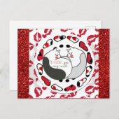 Niedlicher Cartoon Katze Liebe Roter Glitzer Postkarte (Vorne/Hinten)
