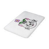 Niedlicher Cartoon Katze mit Blume auf ihrem Kopf Badematte (Schrägansicht)