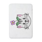 Niedlicher Cartoon Katze mit Blume auf ihrem Kopf Badematte (Vorderseite Vertikal)