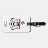 Niedlicher Cartoon Katze mit Blume auf ihrem Kopf Gepäckanhänger (Vorderseite horizontal)