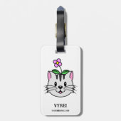 Niedlicher Cartoon Katze mit Blume auf ihrem Kopf Gepäckanhänger (Rückseite vertikal)