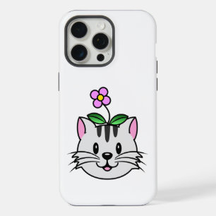 Niedlicher Cartoon Katze mit Blume auf ihrem Kopf iPhone 15 Pro Max Hülle