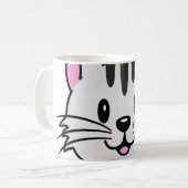 Niedlicher Cartoon Katze mit Blume auf ihrem Kopf Kaffeetasse (Vorderseite Links)