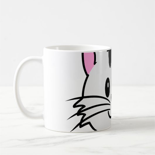 Niedlicher Cartoon Katze mit Blume auf ihrem Kopf Kaffeetasse (Links)