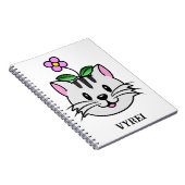 Niedlicher Cartoon Katze mit Blume auf ihrem Kopf Notizblock (Rechte Seite)