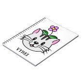 Niedlicher Cartoon Katze mit Blume auf ihrem Kopf Notizblock (Linke Seite)