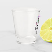 Niedlicher Cartoon Katze mit Blume auf ihrem Kopf Schnapsglas (Links)