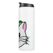 Niedlicher Cartoon Katze mit Blume auf ihrem Kopf Thermosbecher (Nach rechts gedreht)