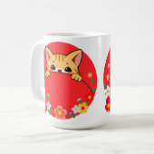 Niedlicher Cartoon Katze mit hellen Farben Kaffeetasse (Vorderseite Links)