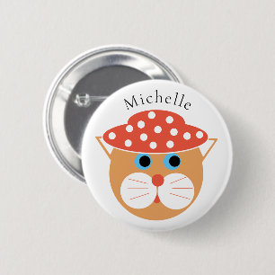 Niedlicher Cartoon Katze mit Personalisiertem Name Button