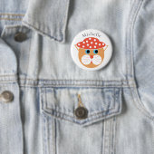 Niedlicher Cartoon Katze mit Personalisiertem Name Button (Beispiel)