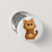 Niedlicher Cartoon Katze, Orange Tabby Katze Button (Vorne & Hinten)