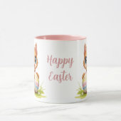 Niedlicher Cartoon Katze umarmend Ostereier Tasse (Zentrum)