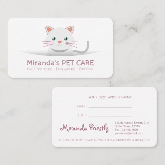 Niedlicher Cartoon Katzen Haustiere Erwachsenenalt Terminkarte (Vorne/Hinten)